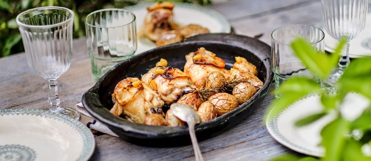 Marinert og stekt kylling med sitron